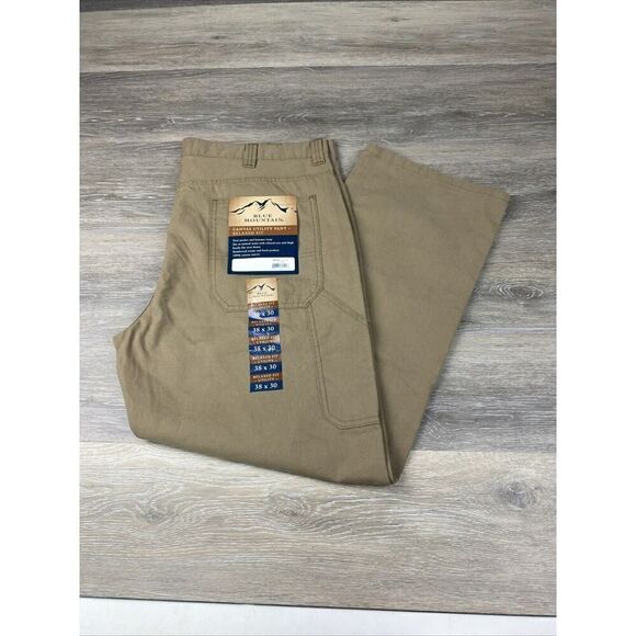 Blue Mountain Utility Pants Mens 38x30 Tan Canvas Relaxed-Fit Carpenter NWT - Picture 1 of 7